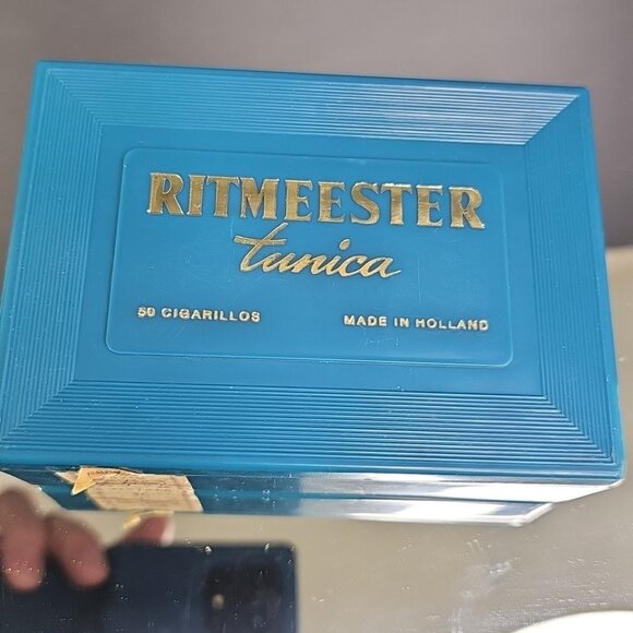 Ritmeester Tunica Container Box Blue 50 Cigarillos Holland Read Vintage - Picture 2 of 12